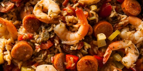 Spicy Homemade Cajun Jambalaya with Sausage and Shrimp